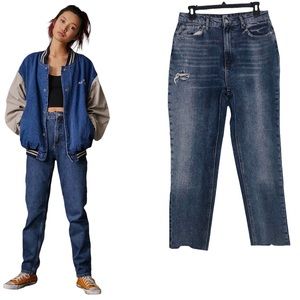 Urban Outfitters BDG High Waist Mom Jeans Straight Leg 12” Rise Destroyed Raw 29
